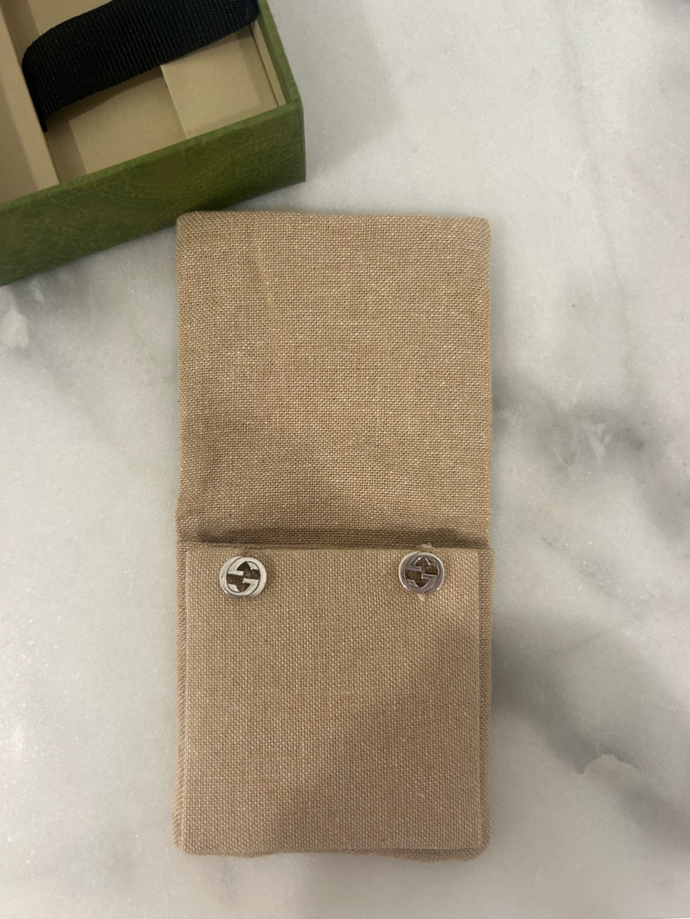 Gucci Sterling Silver Interlocking Stud Earrings